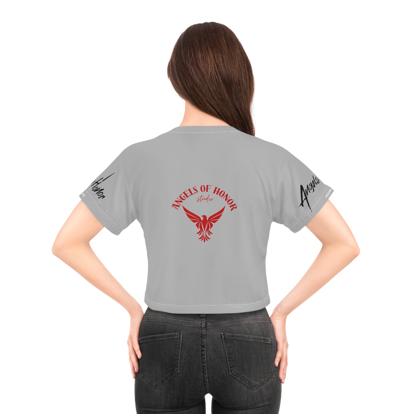 Happy Holidays Angels of Honor Logo Crop Tee