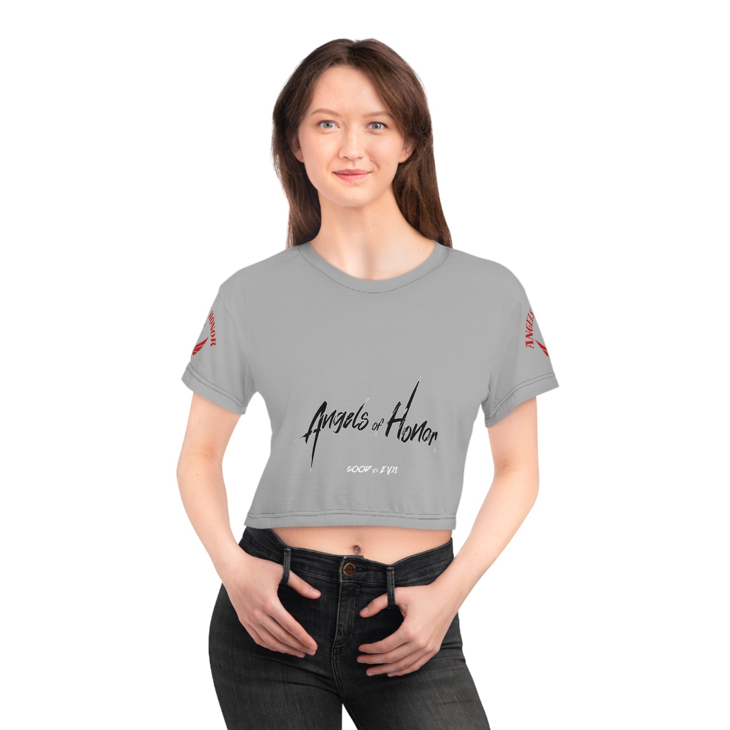 HAPPY HOLIDAYS Angels of Honor Logo Crop Tee