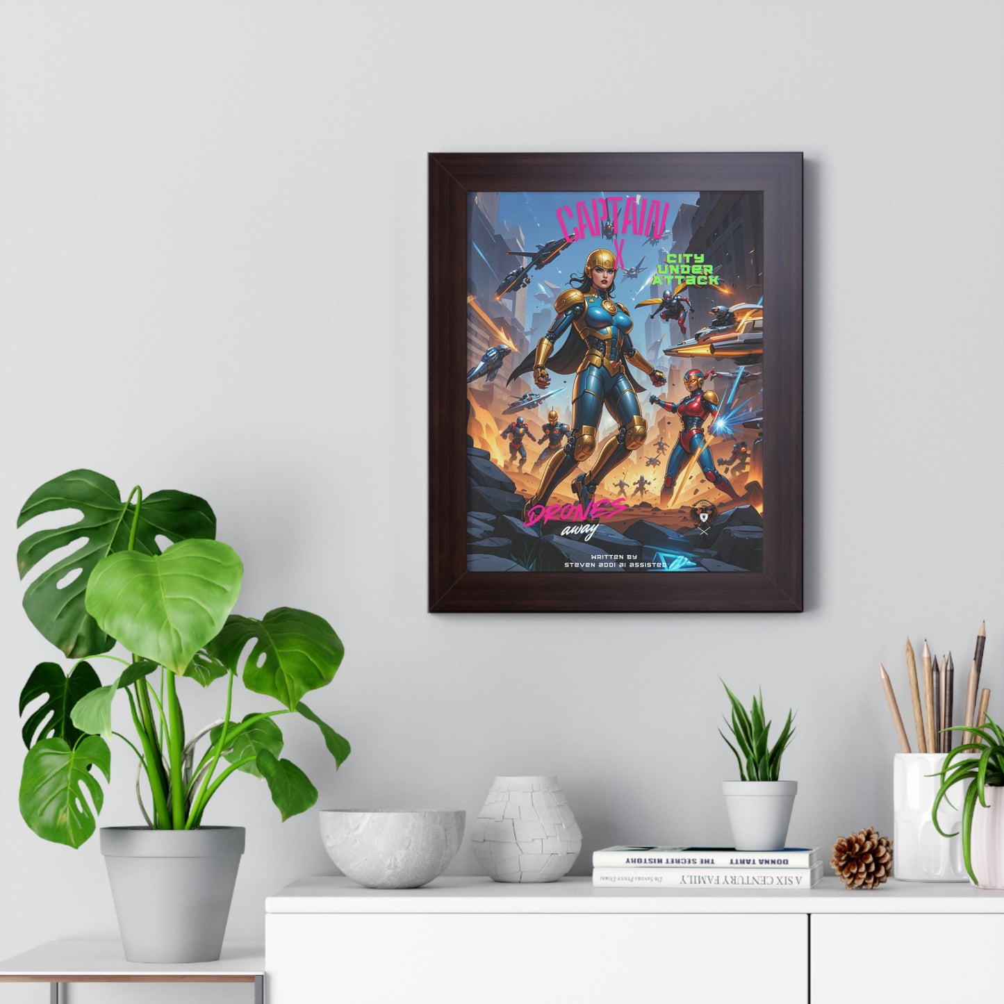 Captain X City Under Attack Framed Poster