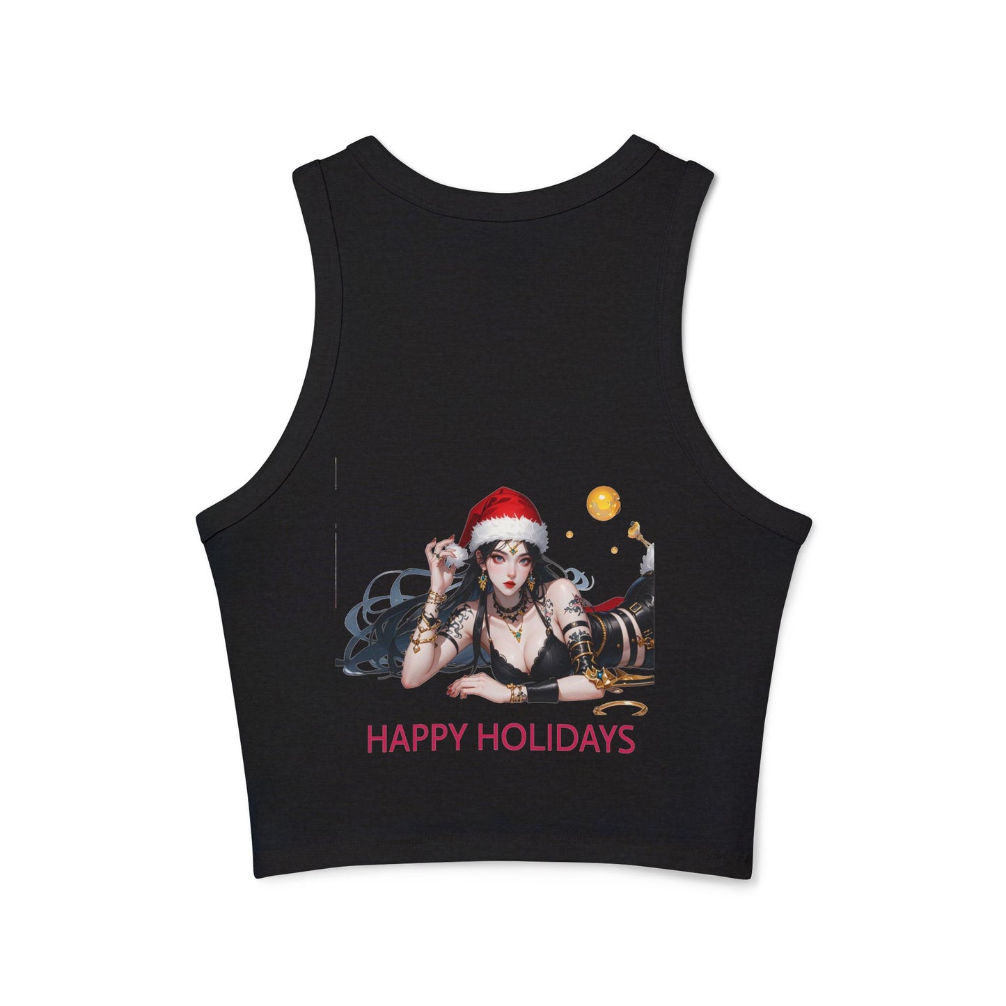 HAPPY HOLIDAYS  Women's Micro Rib Racer Tank Top