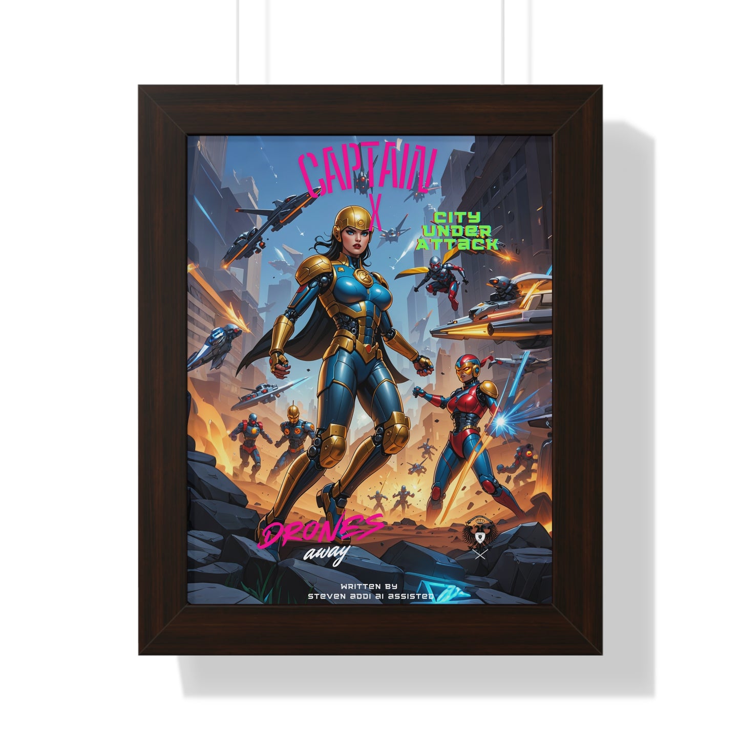 Captain X City Under Attack Framed Poster