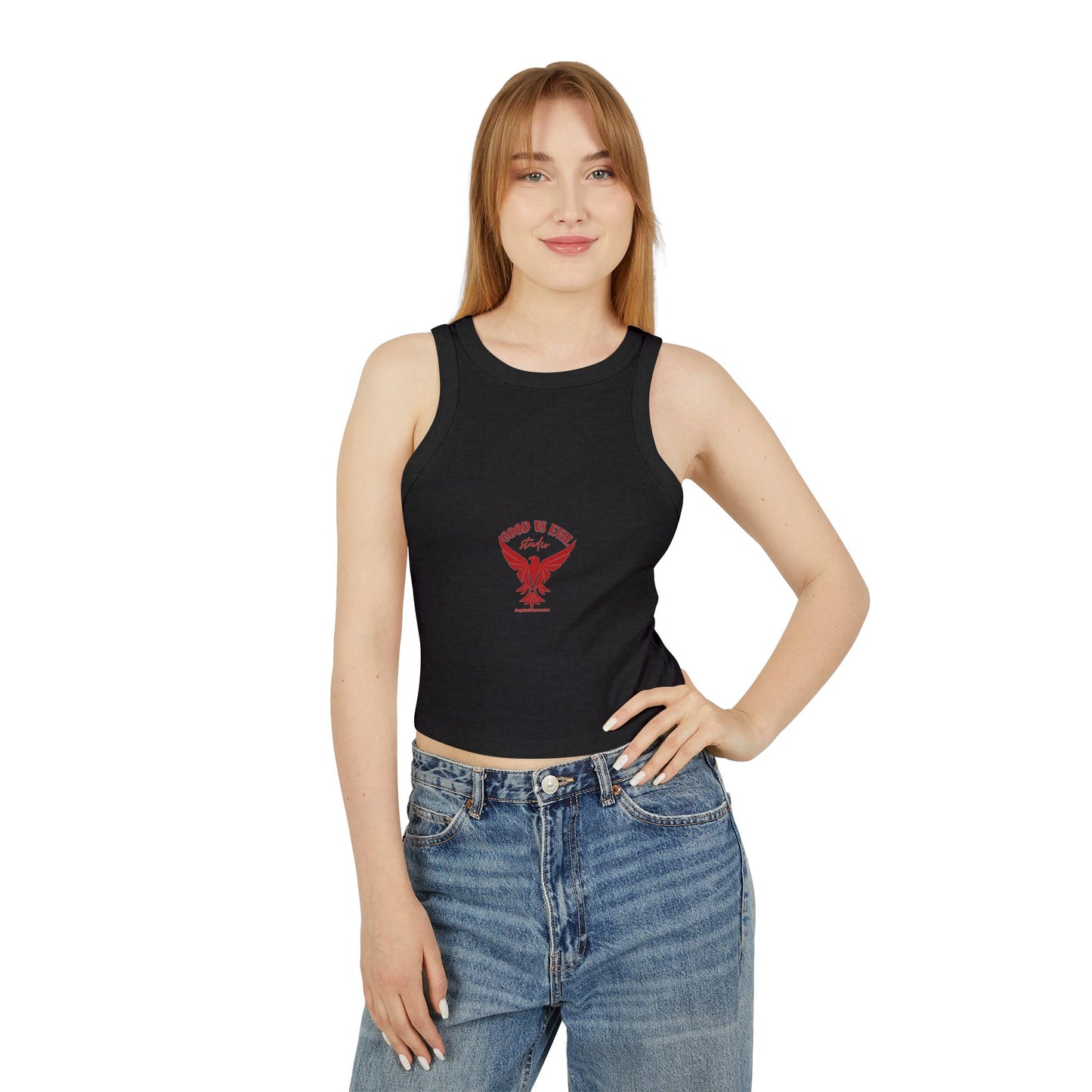 Good vs Evil Logo Women's Micro Rib Racer Tank Top