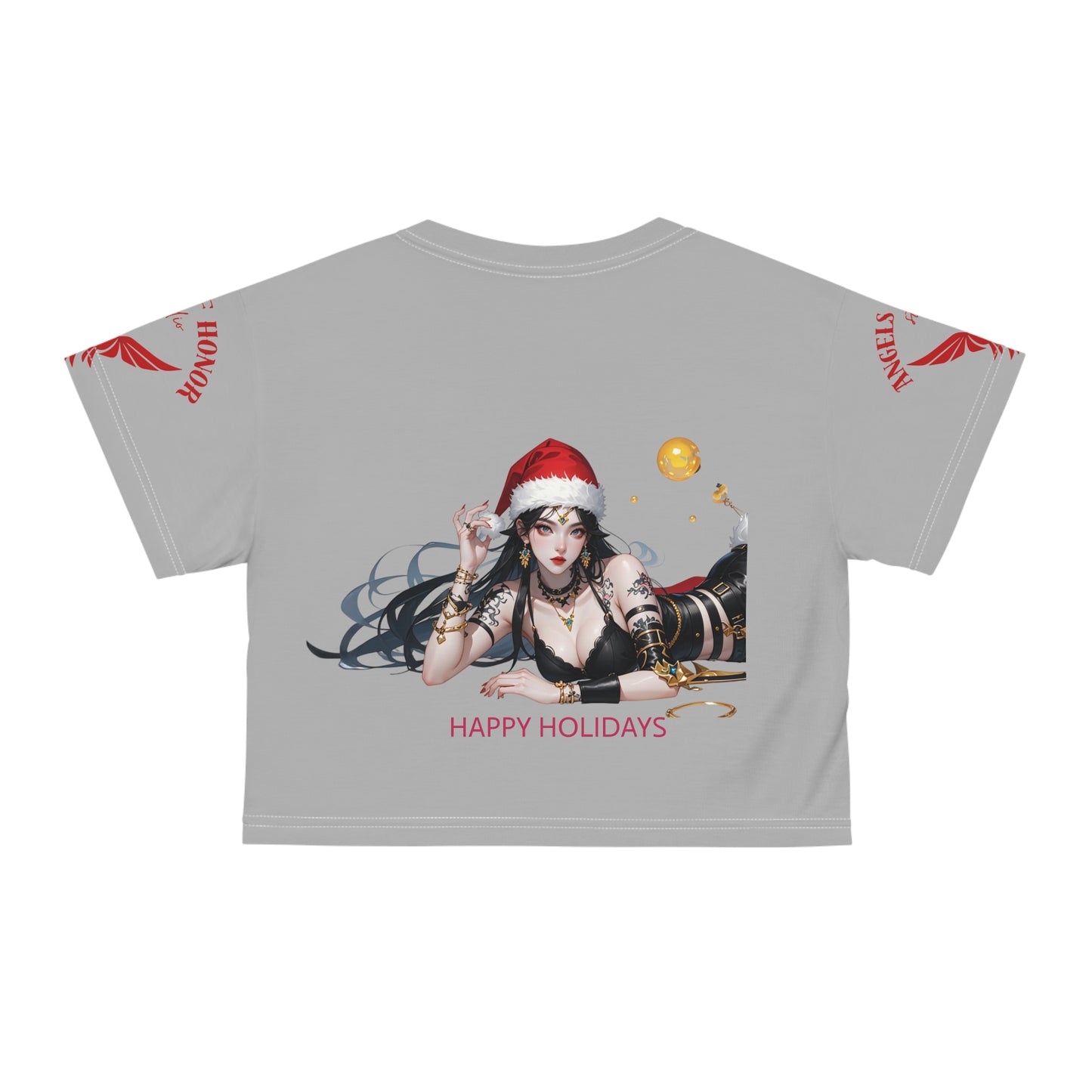 HAPPY HOLIDAYS Angels of Honor Logo Crop Tee