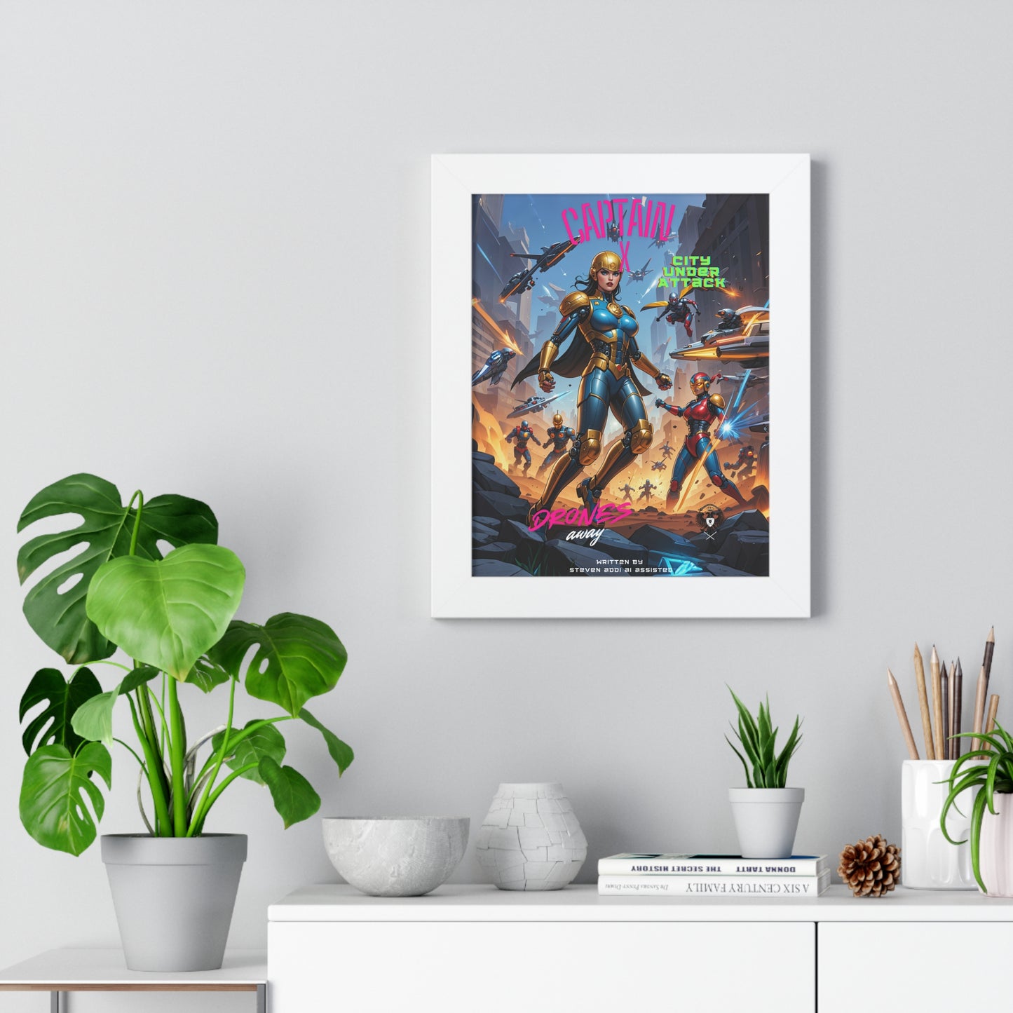Captain X City Under Attack Framed Poster